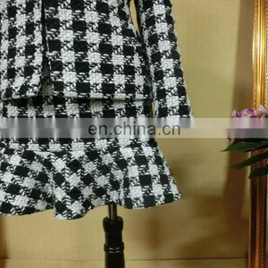 Powersweet Elegant Design 2014 Aate Plaid Knitted Woolen Two Pieces Blouse And Skirt thumbnail-2