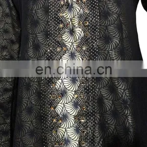 Saudi Arabia Designer Printed Satin Burkha With Golden Diamond Stone Work / Latest Islamic Clothing (dubai Abaya2017) thumbnail-3