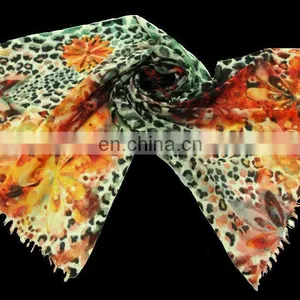 AZO FREE & COLOR FAST 100% MERINO WOOL PRINTED JACQUARD SCARF FOR RETAIL / WHOLESALE / PROMOTION thumbnail-6