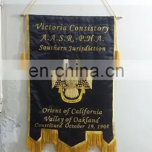 SCOTTISH RITE 32ND DEGREE BANNER BLACK WITH DOWN WINGS EAGLE thumbnail-1