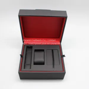 Black PU Leather Watch Box With Custom Insert for Holding Watch, Watch Strap, Warranty Card thumbnail-1