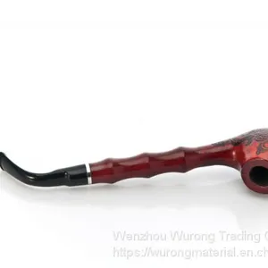 400mm Length Wooden Resin Long Tobacco Pipe With Small Red Head and Bamboo Joint Tube for Smoking thumbnail-1