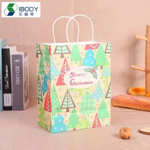 Custom Takeaway Food Bag Fashion Shopping Bag White Kraft Paper Christmas Gift Bag thumbnail-5