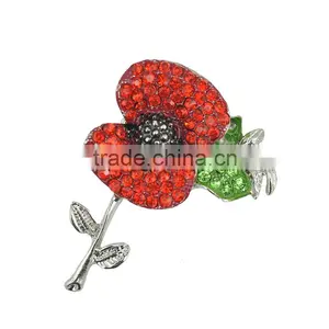 Classical Commemoration of Princess Kate Rhinestone Poppy Brooch thumbnail-1