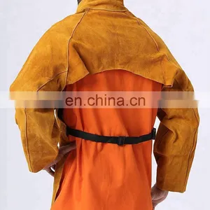 Mens Split Cowhide Leather Welding Cape Sleeves With Detachable Leather Welding Apron thumbnail-3