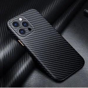 Ultra Thin Carbon Fiber Cell Phone Case Shockproof Scratch Resistant Wear-resistant Fine Pore For IPhone X 11 12 13 14 Pro Max thumbnail-5