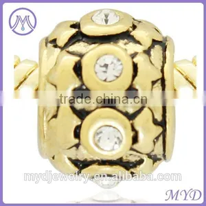 Gold Plated Crystal Paved Faberge Egg Bead for Bracelet Jewelry thumbnail-2