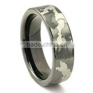 Black Tungsten Carbide 7mm MILITARY CAMOUFLAGE Wedding Ring thumbnail-1
