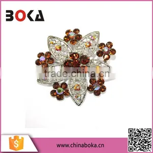 BOKA Floral Silver Rhinestone Brooch Pin thumbnail-1
