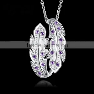 High Quality Designs Couple Pendant Wholesale Silver Plated Zircon Couple Necklace thumbnail-3