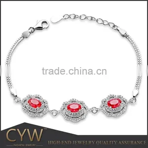 CYW Innovative Product, Red Zircon Noble Silver Bracelet Jewelry Tennis Bracelet thumbnail-1