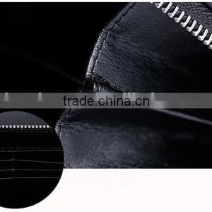 Men's Leather Wallet Long Section Knit Zipper Wallet Clutch Leather Bag thumbnail-3