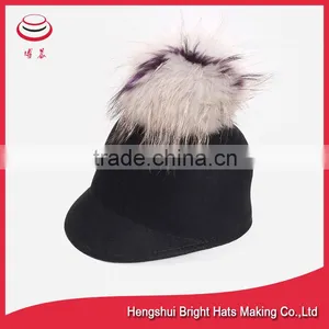 Black Felted Peaked Hat 100% Wool thumbnail-3