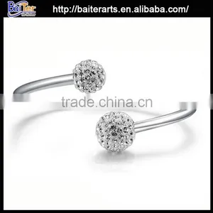 Korean Model Selling Two Round Balls Women 925 Sterling Silver Bracelet Bangle thumbnail-1