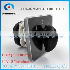 YM Rotary Switch YMZ12-20/2 Changeover Cam Combination Switch 2 Poles 3 Positions 8 Terminals 20A Ui 690V Sliver Point Contacts thumbnail-1