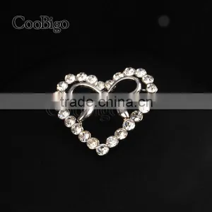 Fashion Jewelry Rhinestone Silver Heart Bowknot Brooch Lady Girls Dresses Hijab Scarf Party Gift Apparel Promotion Accessories thumbnail-1