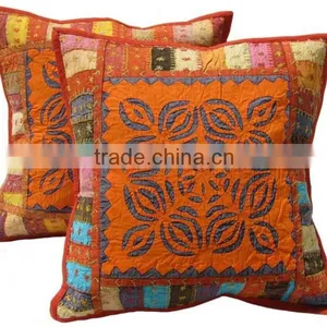 Ethnic Design Patch Chicken Work Cotton Cushion Cover 45*45cm thumbnail-1