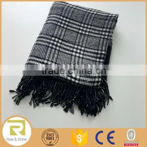 Wholesale 100% Acrylic Yarn Dyed Abstract Pattern Fringed Square Shawl Scarf thumbnail-6