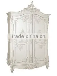 Chateau Carved Armoire White Distressed thumbnail-1