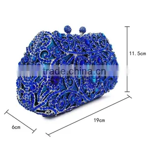 Royal Blue Crystal Box Evening Clutch Bags Rhinestone Crystal Clutch Bag Ladies Wedding Bags (8651A-B2) thumbnail-2