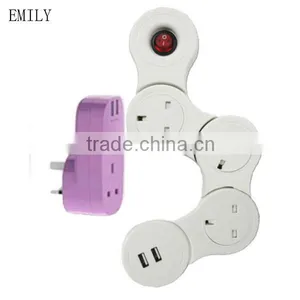 3 Outlets uk Snake Rotate Usb Power Strip thumbnail-1
