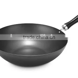 30cm Carbon Steel Non-stick Wok With Wooden Handle thumbnail-1