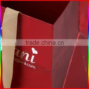 Dark Red Gold Square Paper Bag With Rope thumbnail-4