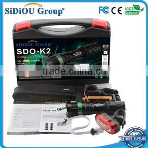 Sidiou Group Super Bright T6 LED Flashlight Torch 900 Lumens 7W Zoomable Torch Set With USB Rechargeable Bicycle Taillight thumbnail-1
