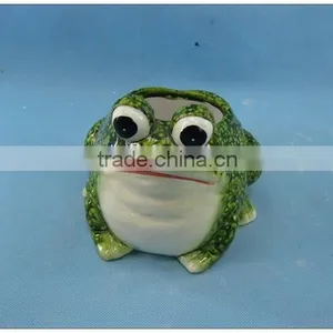 Glazed Ceramic Plant Pot, Pottery Garden Decoration Frog Flower Pot thumbnail-1