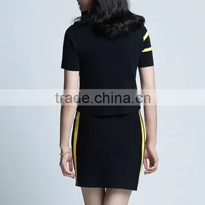 China Supplier Oem Service Latest Design Short Sleeve Ladies Knitted Sport Suits thumbnail-3
