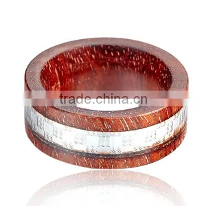 Natural Wooden Ring With Metal Piece Inlay thumbnail-3