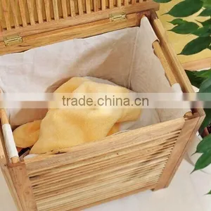 Wood Folding Walnut Laundry Basket thumbnail-2