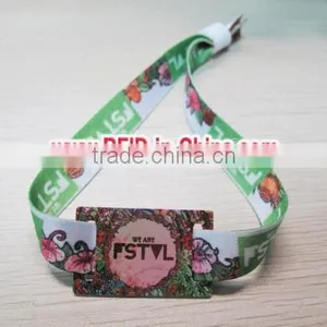 350*15mm Custom RFID Fabric Wristbands for Events/ Professional Festival Fabric RFID Bracelet Ntag213/216 Chip Wristband thumbnail-1