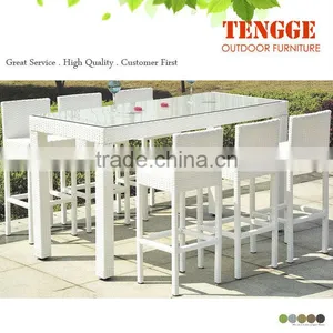 Rattan Wicker High Top Bar Table and Chair Patio Bar Set thumbnail-2