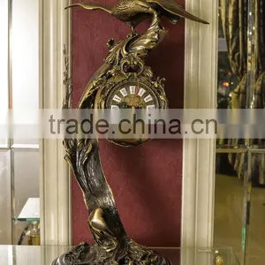 Vintage Bird Landing on Branch Decorated Table Clock, Antique Design Table Clock With Marble Base thumbnail-1