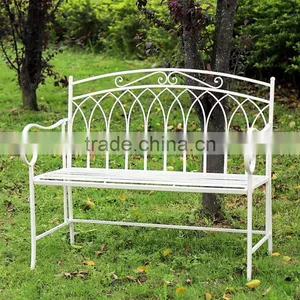 Outdoor Antique Wrought Iron Garden Bench thumbnail-1