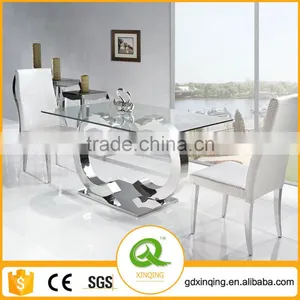 TH286-1Modern Stainless Steel Dining Table Chair/Glass Table Dining Room Furniture Sets thumbnail-1