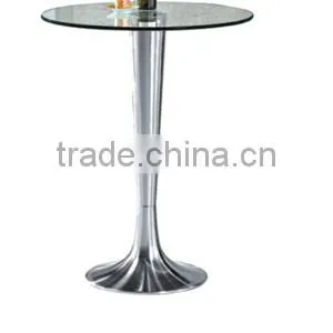Tempered Glass Top Brushed Aluminum Base Cocktail Table Bar Table LQ- GT32 thumbnail-1