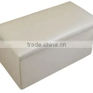 Beige Large Collapsible Faux Leather Garments Storage Stool For Cloakroom thumbnail-2