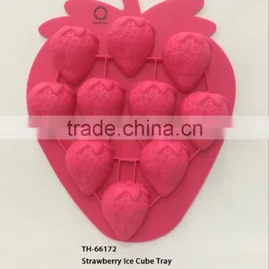 Strawberry Shape Silicone Plastic Ice Cube Tray Maker Mould thumbnail-1