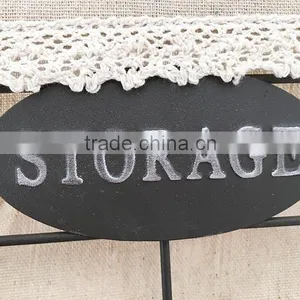 Black Rustic Wire Basket With Liner for Storage thumbnail-4