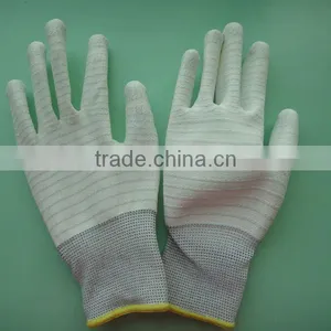 Stripe Nylon Glove With pu Coating in Palm thumbnail-1