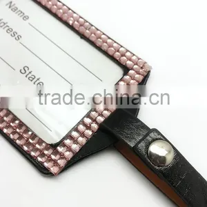High Quality Promotion Gift PU Leather Badge Holder With Crystal Gem Decoration thumbnail-6