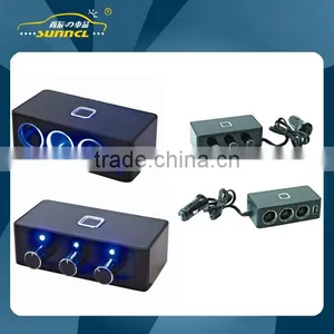 1 to 3 Car Cigarette Socket Light Adapter With 1 USB for IPhone , Tablet thumbnail-1