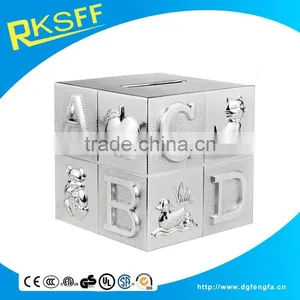 Cube Silver Alphabet and Animal Money Bank/coin Bank Box for Kid Christmas Gift thumbnail-1