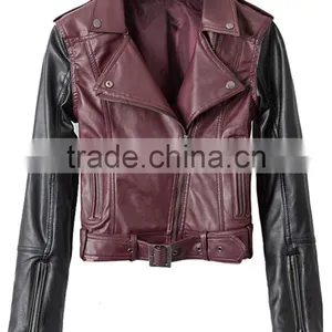 Womens Cuff Lapel Punk Zip Slim Fit Faux PU Leather Motorcycle Sexy Cool Short Jacket thumbnail-2
