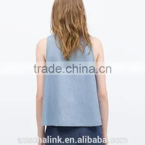 New Style Summer Denim Sleeveless Crochet Top Pattern Wholesale thumbnail-4