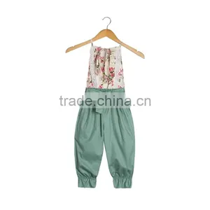 Wholesale Chiledren Flower Pattern Suspender Trousers Baby Clothes Romper Lace Jumpsuit For Girls thumbnail-6