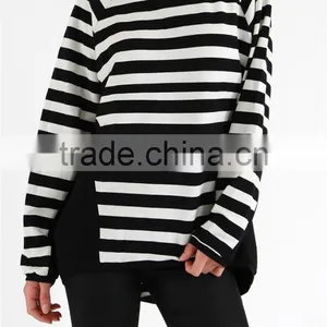 Oversized Loose Two Color Striped Sweatshirt,sweatshirt Extra Long thumbnail-1