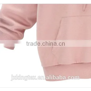 2017 Hot Sale OEM Women Long Sleeve Pink Color Fleece Plain Hoodies With Competitive Price thumbnail-4